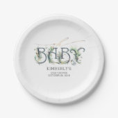 Groen en gouden bladeren Baby shower Papieren Bordje (Voorkant)