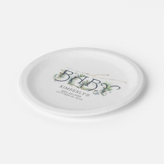 Groen en gouden bladeren Baby shower Papieren Bordje (Gekanteld)