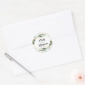 Groen en Gouden Bladeren Eucalyptus Bruiloft Ronde Sticker (Envelop)