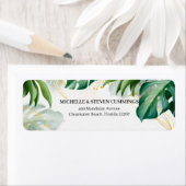 Groen en gouden bladeren Modern Tropical Wedding Etiket (Insitu)