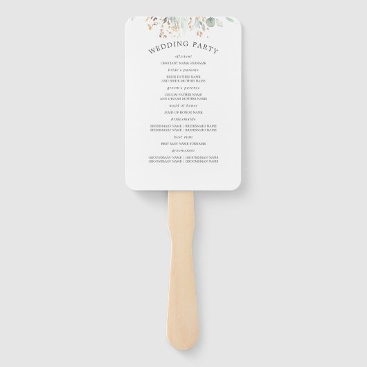 Groen en Gouden Bladeren Trouwprogramma Handwaaier (Achterkant)