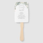 Groen en Gouden Bladeren Trouwprogramma Handwaaier (Voorkant)