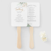 Groen en Gouden Bladeren Trouwprogramma Handwaaier (Voorkant en achterkant)