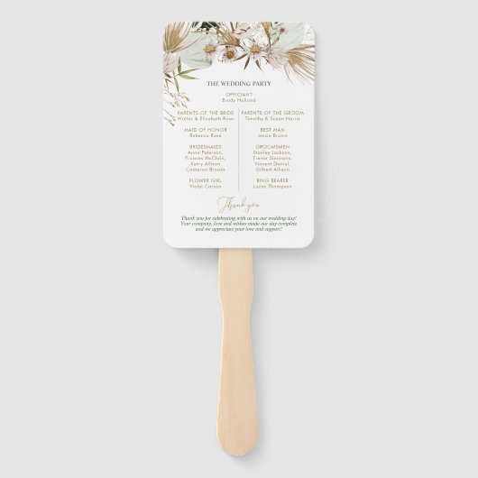 Groen en gouden botanische bruiloft handwaaier (Achterkant)