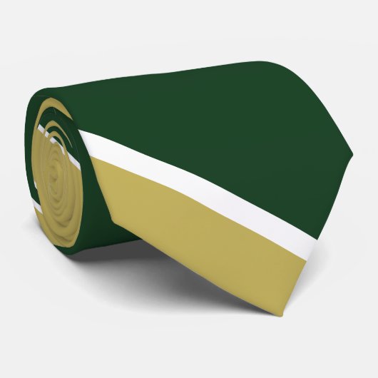 Groen en gouden Broad University Stripe Stropdas (Opgerold)