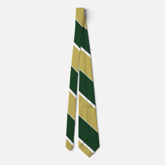 Groen en gouden Broad University Stripe Stropdas (Achterkant)