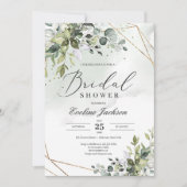 Groen en Gouden Bruids Douche Uitnodiging (Voorkant)