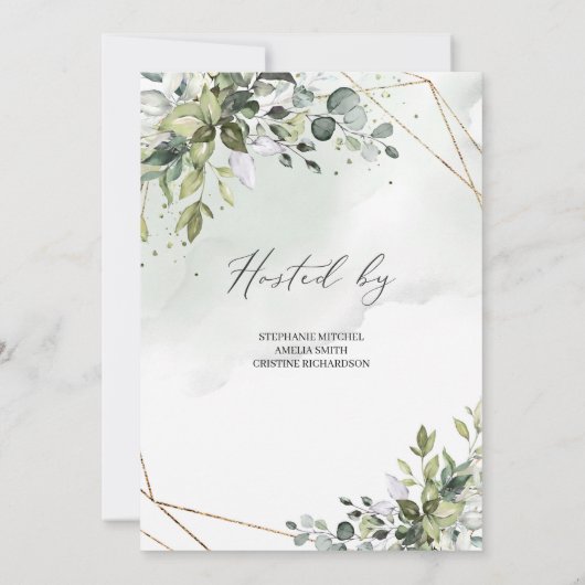 Groen en Gouden Bruids Douche Uitnodiging (Achterkant)