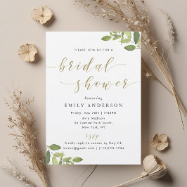 Groen en Gouden Bruids Douche Uitnodiging