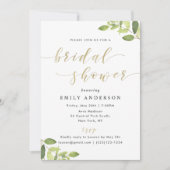 Groen en Gouden Bruids Douche Uitnodiging (Voorkant)