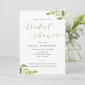 Groen en Gouden Bruids Douche Uitnodiging (Staand voorkant)