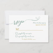 groen en gouden bruiloft RSVP Kaart (Voorkant)