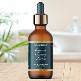 Groen en gouden cosmetica druppelfleslabel etiket