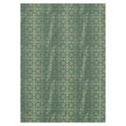 groen - en gouden decopatroon getild tafelkleed (Voorkant)