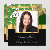Groen en gouden foto zestien kaart (Voorkant / Achterkant)