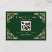 Groen en Gouden Frame QR Code RSVP Trouwwebsite
