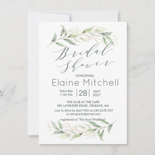 Groen en gouden gebladerte Vrijgezellenfeest Kaart (Voorkant)