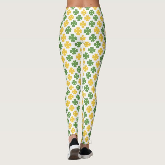 Groen en gouden geel Shamrock Pattern Leggings (Achterkant)