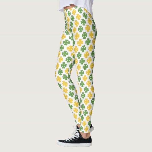 Groen en gouden geel Shamrock Pattern Leggings (Links)