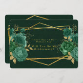 Groen en gouden geometrisch Zul je mijn Bridesmaid Kaart (Voorkant / Achterkant)