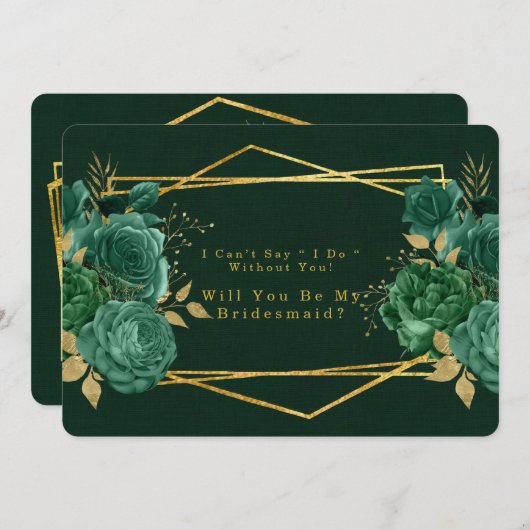 Groen en gouden geometrisch Zul je mijn Bridesmaid Kaart (Voorkant / Achterkant)