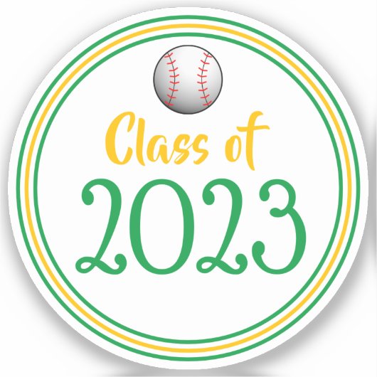 Groen en gouden honkbal Afstuderen Sticker (Voorkant)