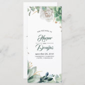 Groen en gouden huwelijksprogramma's programmakaart (Voorkant / Achterkant)