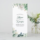 Groen en gouden huwelijksprogramma's programmakaart (Staand voorkant)