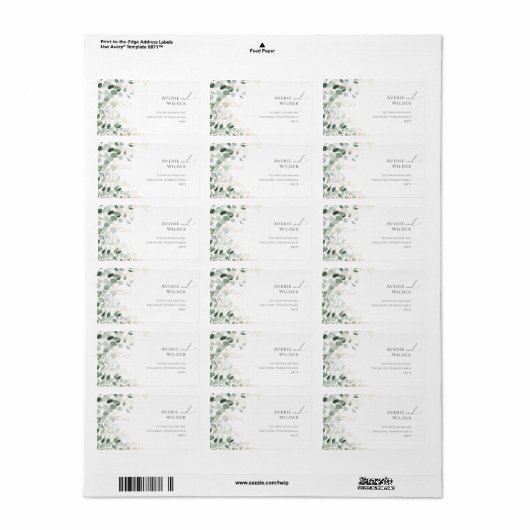 Groen en Gouden Huwelijksreactie Retouradres Etiket (Full Sheet)