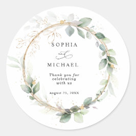 Groen en Gouden Huwelijkssticker Ronde Sticker