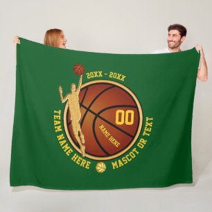 Groen en gouden jongens basketbal Senior Night Gif Fleece Deken