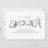 Groen en gouden kalligrafie koppels baby shower kaart (Voorkant)
