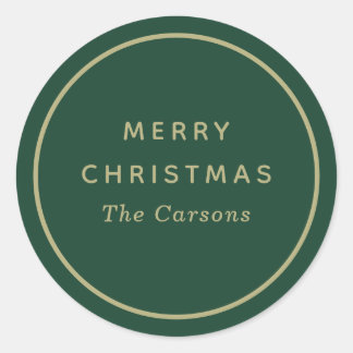 Groen en gouden Kerstmis Ronde Sticker