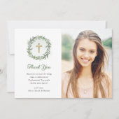 Groen en gouden kruis | Fotobevestiging Bedankkaart (Voorkant)