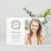 Groen en gouden kruis | Fotobevestiging Bedankkaart (Staand voorkant)