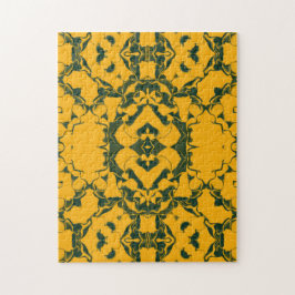 Groen en gouden lampje Kaleidoscoop Patroon Legpuzzel