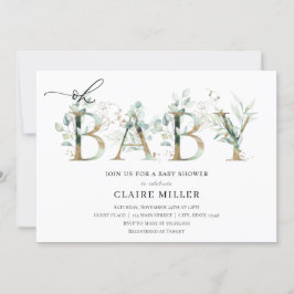 Groen en gouden letters Oh Baby Shower Kaart