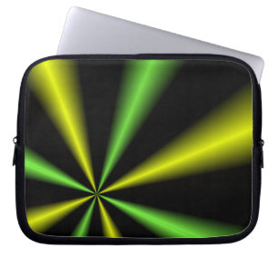 Groen en gouden lichtbalken laptop sleeve