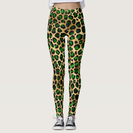 Groen en gouden luipaard leggings