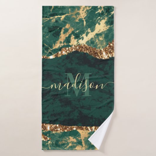 Groen en gouden marmer badhanddoek (Badhanddoek)