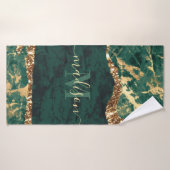 Groen en gouden marmer badhanddoek (Badhanddoek)