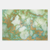 Groen en gouden marmer inpakpapier vel (Voorkant)