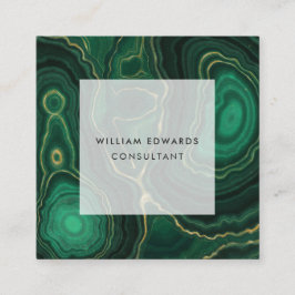 Groen en gouden marmer Malachite Stone Square Vierkante Visitekaartje