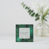 Groen en gouden marmer Malachite Stone Square Vierkante Visitekaartje (Staand voorkant)