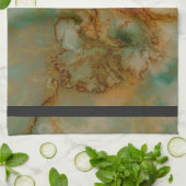 Groen en gouden marmer theedoek (Gevouwen)