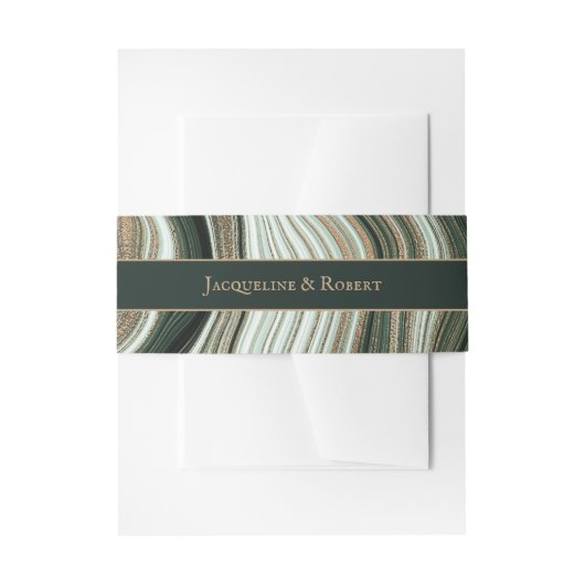 Groen en gouden marmer uitnodigingen wikkel (Voorkant Voorbeeld)