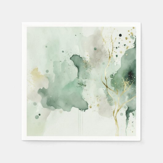 Groen en gouden marmeren waterverf decoratie servet (Voorkant)