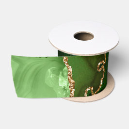 Groen en gouden namaak glitter agaat satijnen lint
