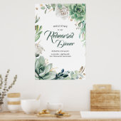 Groen en gouden oefendiner welkomstbord poster (Keuken)