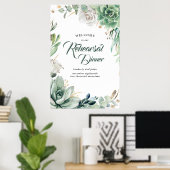 Groen en gouden oefendiner welkomstbord poster (Thuiskantoor)